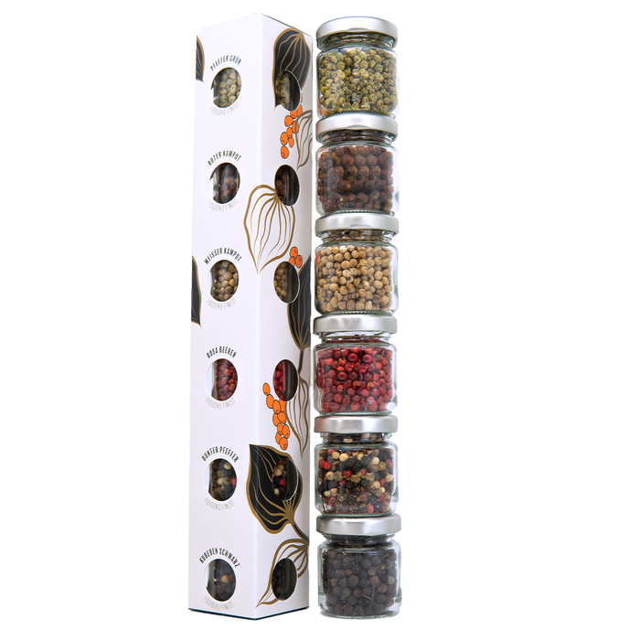 Pfeffer Gewürze Geschenke Set | Ganze Pfefferkörner für die Pfeffermühle